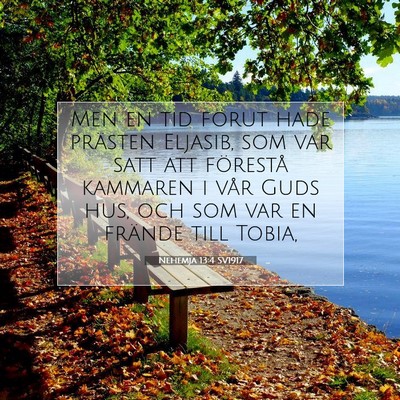 Picture 07 - Nehemja 13:4 SV1917 - Men en tid förut hade prästen Eljasib, som var - Bible Verse Picture