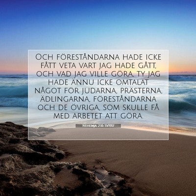 Picture 07 - Nehemja 2:16 SV1917 - Och föreståndarna hade icke fått veta vart jag - Bible Verse Picture