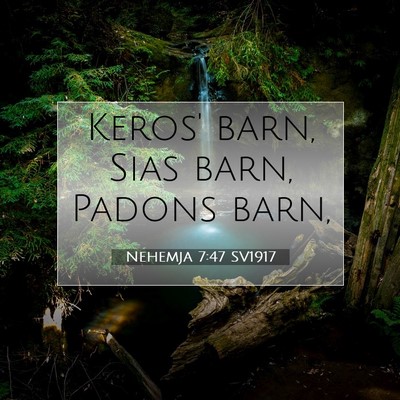 Picture 07 - Nehemja 7:47 SV1917 - Keros' barn, Sias barn, Padons - Bible Verse Picture