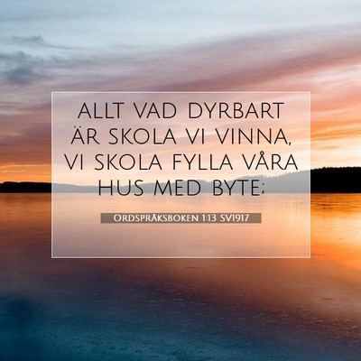 Picture 07 - Ordspråksboken 1:13 SV1917 - allt vad dyrbart är skola vi vinna, vi skola - Bible Verse Picture