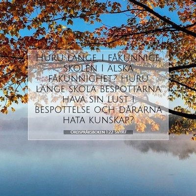 Picture 07 - Ordspråksboken 1:22 SV1917 - Huru länge, I fåkunnige, skolen I älska - Bible Verse Picture