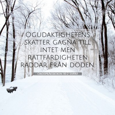 Picture 07 - Ordspråksboken 10:2 SV1917 - Ogudaktighetens skatter gagna till intet men - Bible Verse Picture