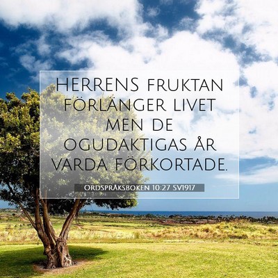 Picture 07 - Ordspråksboken 10:27 SV1917 - HERRENS fruktan förlänger livet men de - Bible Verse Picture