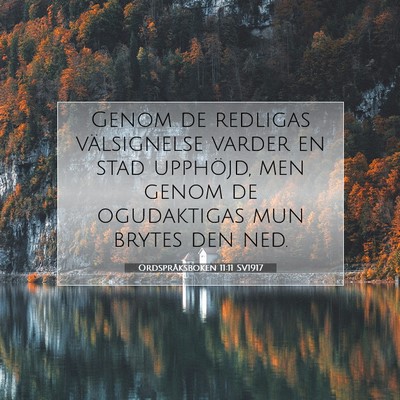 Picture 07 - Ordspråksboken 11:11 SV1917 - Genom de redligas välsignelse varder en stad - Bible Verse Picture