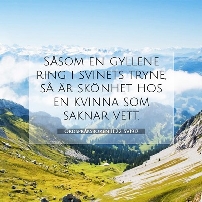 Picture 07 - Ordspråksboken 11:22 SV1917 - Såsom en gyllene ring i svinets tryne, så är - Bible Verse Picture