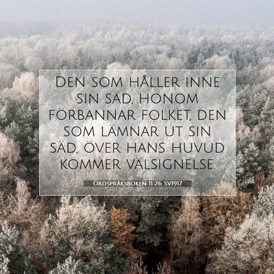 Picture 07 - Ordspråksboken 11:26 SV1917 - Den som håller inne sin säd, honom förbannar - Bible Verse Picture
