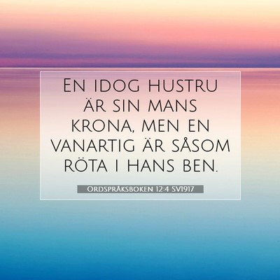 Picture 07 - Ordspråksboken 12:4 SV1917 - En idog hustru är sin mans krona, men en - Bible Verse Picture