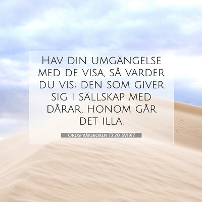 Picture 07 - Ordspråksboken 13:20 SV1917 - Hav din umgängelse med de visa, så varder du - Bible Verse Picture