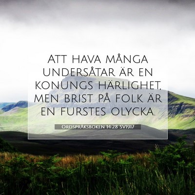 Picture 07 - Ordspråksboken 14:28 SV1917 - Att hava många undersåtar är en konungs - Bible Verse Picture