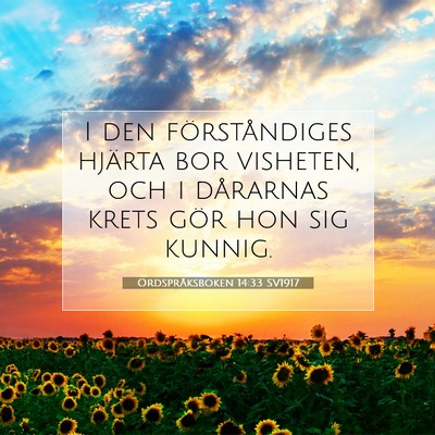 Picture 07 - Ordspråksboken 14:33 SV1917 - I den förståndiges hjärta bor visheten, och i - Bible Verse Picture