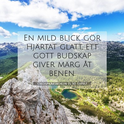 Picture 07 - Ordspråksboken 15:30 SV1917 - En mild blick gör hjärtat glatt, ett gott - Bible Verse Picture