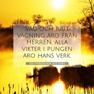 Picture 07 - Ordspråksboken 16:11 SV1917 - Våg och rätt vägning äro från HERREN, alla - Bible Verse Picture