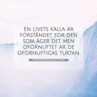 Picture 07 - Ordspråksboken 16:22 SV1917 - En livets källa är förståndet för den som - Bible Verse Picture
