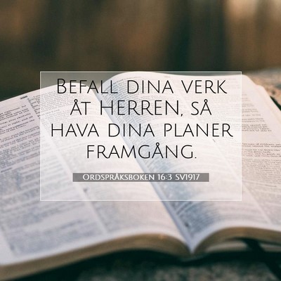 Picture 07 - Ordspråksboken 16:3 SV1917 - Befall dina verk åt HERREN, så hava dina planer - Bible Verse Picture