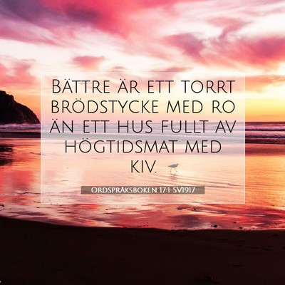 Picture 07 - Ordspråksboken 17:1 SV1917 - Bättre är ett torrt brödstycke med ro än ett - Bible Verse Picture