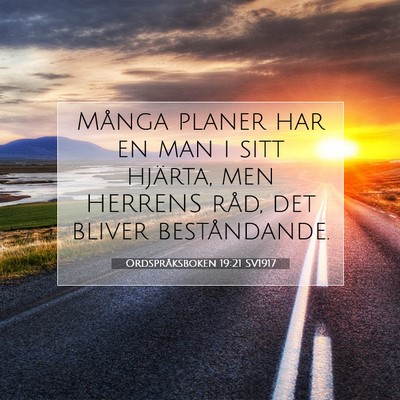 Picture 07 - Ordspråksboken 19:21 SV1917 - Många planer har en man i sitt hjärta, men - Bible Verse Picture