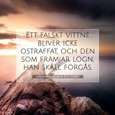 Picture 07 - Ordspråksboken 19:9 SV1917 - Ett falskt vittne bliver icke ostraffat, och den - Bible Verse Picture