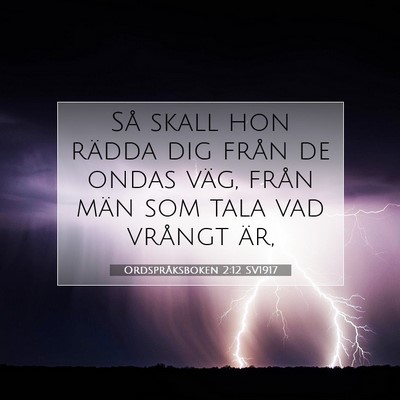Picture 07 - Ordspråksboken 2:12 SV1917 - Så skall hon rädda dig från de ondas väg, - Bible Verse Picture