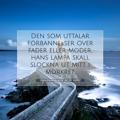 Picture 07 - Ordspråksboken 20:20 SV1917 - Den som uttalar förbannelser över fader eller - Bible Verse Picture