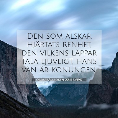 Picture 07 - Ordspråksboken 22:11 SV1917 - Den som älskar hjärtats renhet, den vilkens - Bible Verse Picture