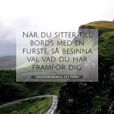 Picture 07 - Ordspråksboken 23:1 SV1917 - När du sitter till bords med en furste, så - Bible Verse Picture