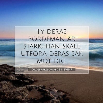 Picture 07 - Ordspråksboken 23:11 SV1917 - Ty deras bördeman är stark; han skall utföra - Bible Verse Picture