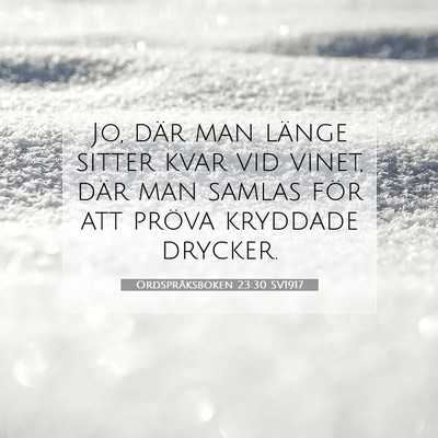 Picture 07 - Ordspråksboken 23:30 SV1917 - Jo, där man länge sitter kvar vid vinet, där - Bible Verse Picture
