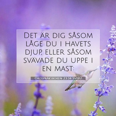 Picture 07 - Ordspråksboken 23:34 SV1917 - Det är dig såsom låge du i havets djup, eller - Bible Verse Picture