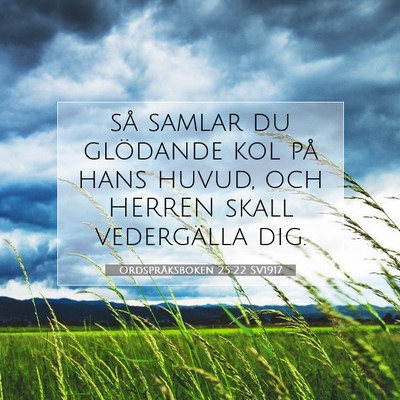 Picture 07 - Ordspråksboken 25:22 SV1917 - så samlar du glödande kol på hans huvud, och - Bible Verse Picture