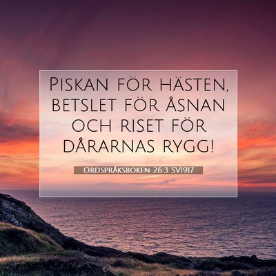 Picture 07 - Ordspråksboken 26:3 SV1917 - Piskan för hästen, betslet för åsnan och - Bible Verse Picture
