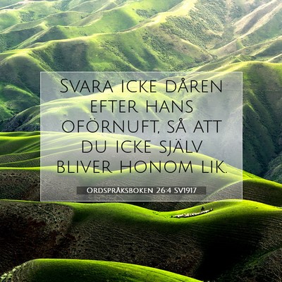 Picture 07 - Ordspråksboken 26:4 SV1917 - Svara icke dåren efter hans oförnuft, så att - Bible Verse Picture