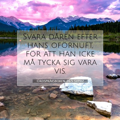 Picture 07 - Ordspråksboken 26:5 SV1917 - Svara dåren efter hans oförnuft, för att han - Bible Verse Picture