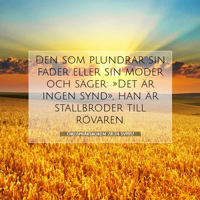 Picture 07 - Ordspråksboken 28:24 SV1917 - Den som plundrar sin fader eller sin moder och - Bible Verse Picture