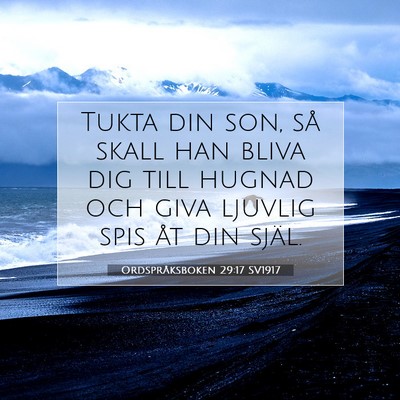Picture 07 - Ordspråksboken 29:17 SV1917 - Tukta din son, så skall han bliva dig till - Bible Verse Picture