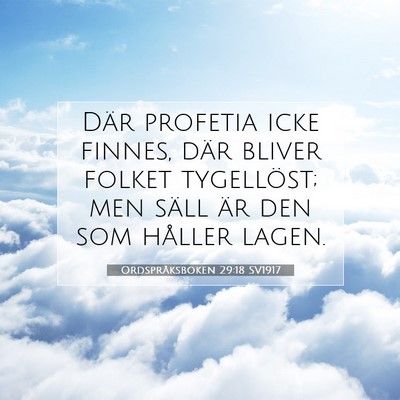 Picture 07 - Ordspråksboken 29:18 SV1917 - Där profetia icke finnes, där bliver folket - Bible Verse Picture