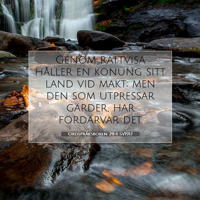 Picture 07 - Ordspråksboken 29:4 SV1917 - Genom rättvisa håller en konung sitt land vid - Bible Verse Picture
