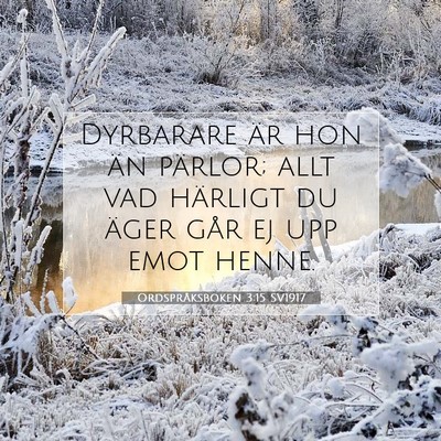 Picture 07 - Ordspråksboken 3:15 SV1917 - Dyrbarare är hon än pärlor; allt vad härligt - Bible Verse Picture
