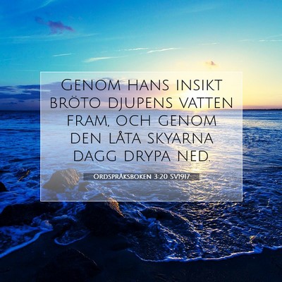 Picture 07 - Ordspråksboken 3:20 SV1917 - Genom hans insikt bröto djupens vatten fram, och - Bible Verse Picture