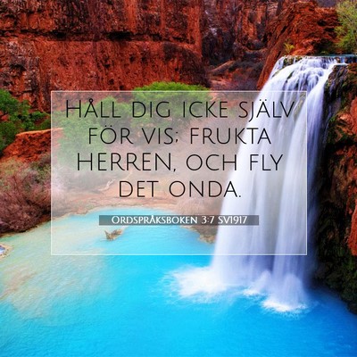 Picture 07 - Ordspråksboken 3:7 SV1917 - Håll dig icke själv för vis; frukta HERREN, - Bible Verse Picture
