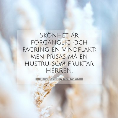 Picture 07 - Ordspråksboken 31:30 SV1917 - Skönhet är förgänglig och fägring en - Bible Verse Picture