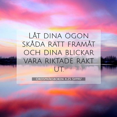Picture 07 - Ordspråksboken 4:25 SV1917 - Låt dina ögon skåda rätt framåt och dina - Bible Verse Picture