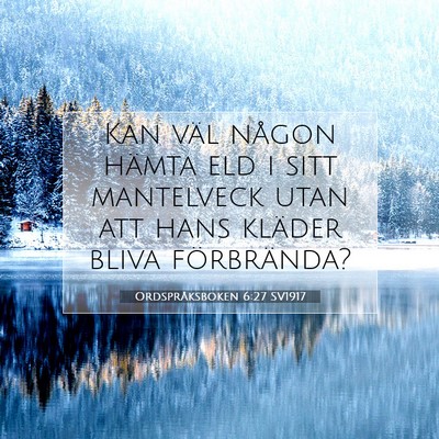 Picture 07 - Ordspråksboken 6:27 SV1917 - Kan väl någon hämta eld i sitt mantelveck utan - Bible Verse Picture