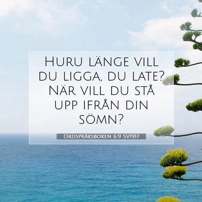 Picture 07 - Ordspråksboken 6:9 SV1917 - Huru länge vill du ligga, du late? När vill du - Bible Verse Picture