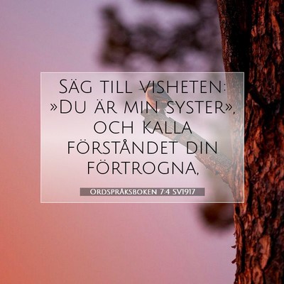 Picture 07 - Ordspråksboken 7:4 SV1917 - Säg till visheten: »Du är min syster», och - Bible Verse Picture