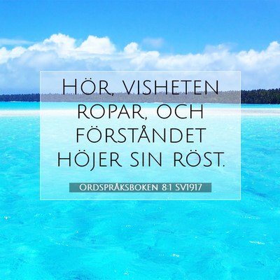 Picture 07 - Ordspråksboken 8:1 SV1917 - Hör, visheten ropar, och förståndet höjer sin - Bible Verse Picture