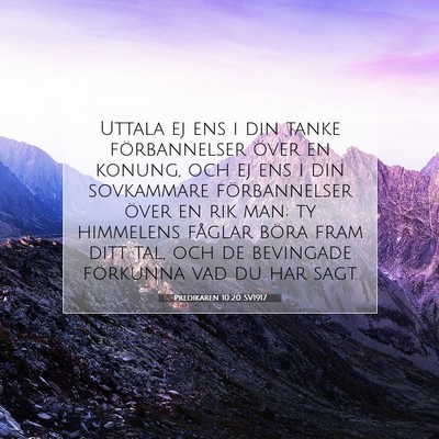 Picture 07 - Predikaren 10:20 SV1917 - Uttala ej ens i din tanke förbannelser över en - Bible Verse Picture