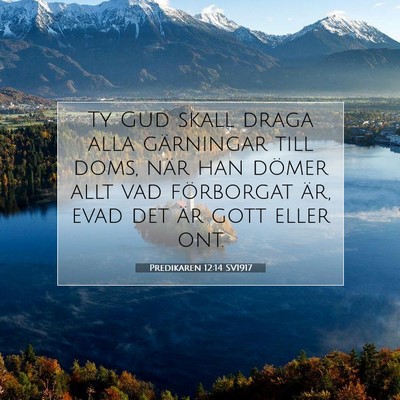 Picture 07 - Predikaren 12:14 SV1917 - Ty Gud skall draga alla gärningar till doms, - Bible Verse Picture