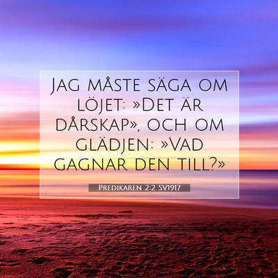 Picture 07 - Predikaren 2:2 SV1917 - Jag måste säga om löjet: »Det är dårskap», - Bible Verse Picture