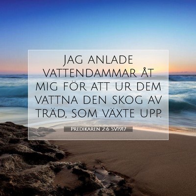 Picture 07 - Predikaren 2:6 SV1917 - Jag anlade vattendammar åt mig för att ur dem - Bible Verse Picture