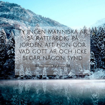 Picture 07 - Predikaren 7:21 SV1917 - Ty ingen människa är så rättfärdig på - Bible Verse Picture